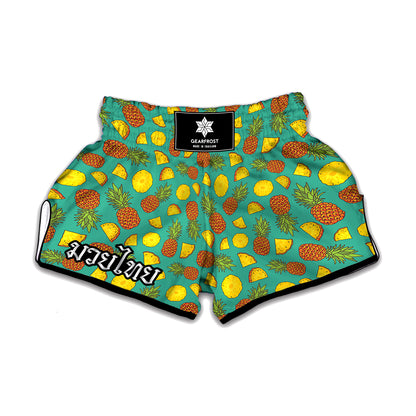 Tropical Pineapples Pattern Print Muay Thai Boxing Shorts