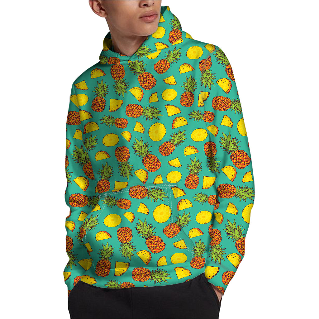 Tropical Pineapples Pattern Print Pullover Hoodie