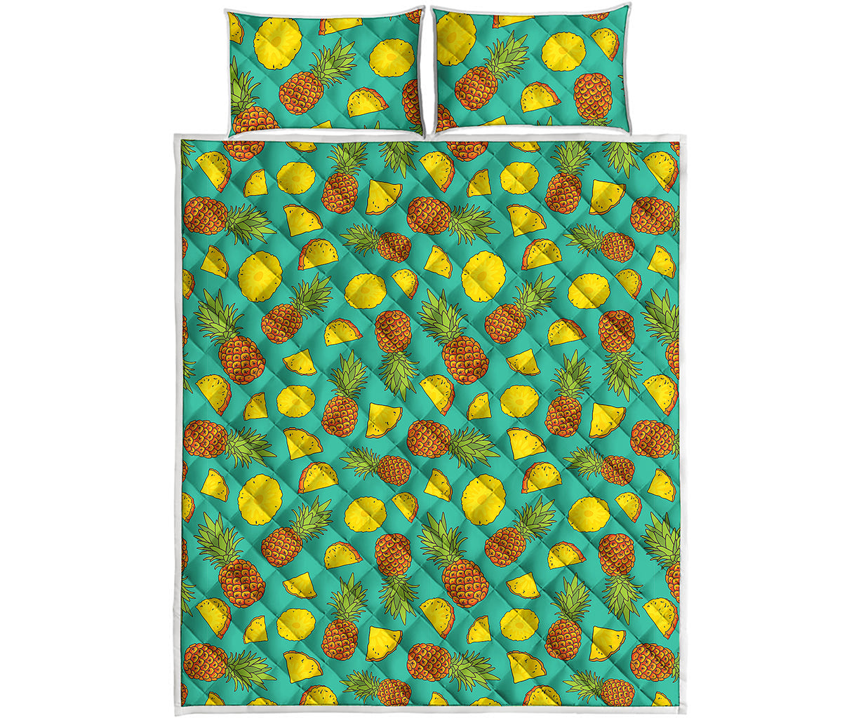 Tropical Pineapples Pattern Print Quilt Bed Set