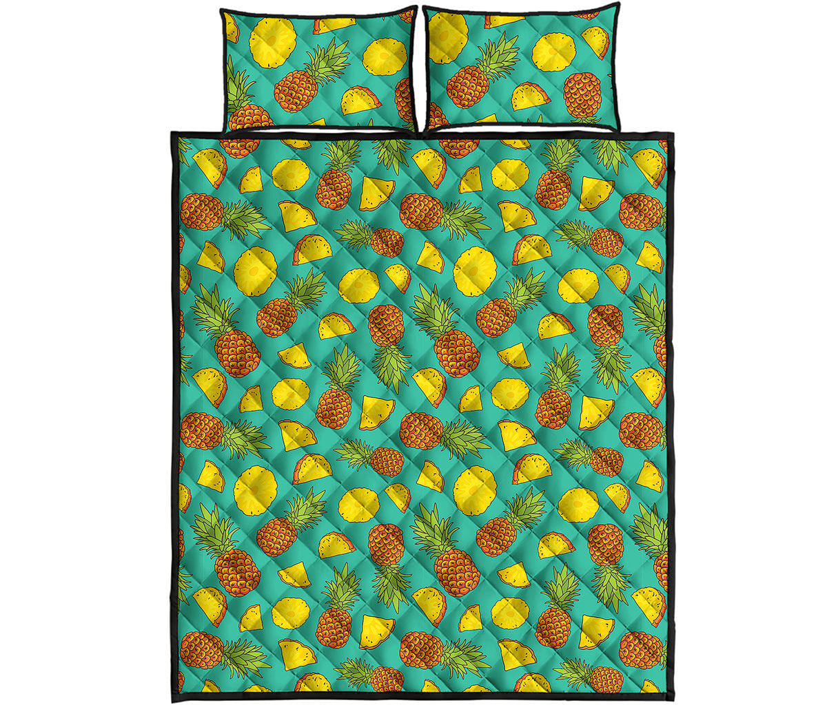 Tropical Pineapples Pattern Print Quilt Bed Set