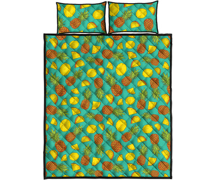 Tropical Pineapples Pattern Print Quilt Bed Set