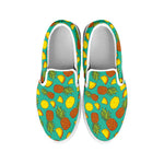 Tropical Pineapples Pattern Print White Slip On Shoes