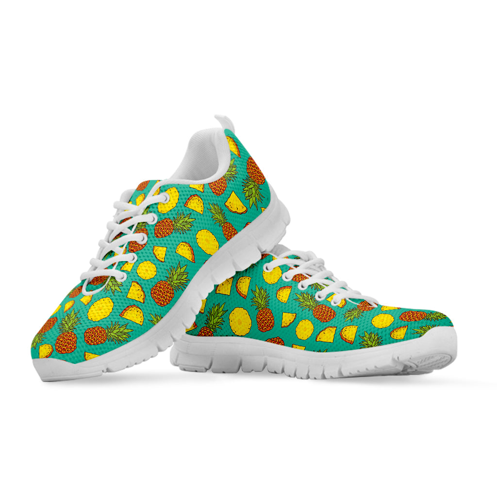 Tropical Pineapples Pattern Print White Sneakers