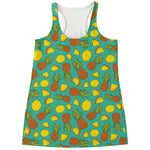 Tropical Pineapples Pattern Print Women's Racerback Tank Top
