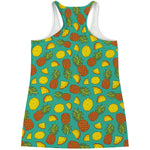 Tropical Pineapples Pattern Print Women's Racerback Tank Top