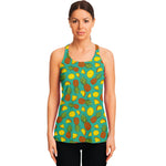 Tropical Pineapples Pattern Print Women's Racerback Tank Top