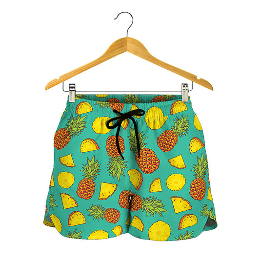 Tropical Pineapples Pattern Print Women's Shorts