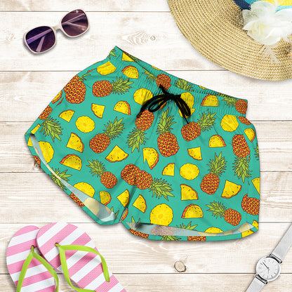 Tropical Pineapples Pattern Print Women's Shorts