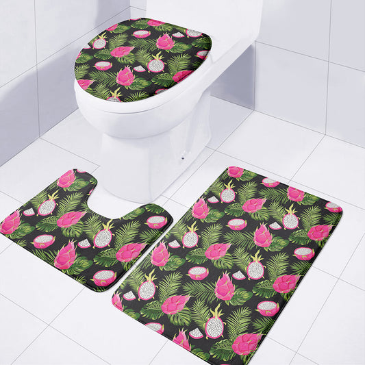 Tropical Pitaya Pattern Print 3 Piece Bath Mat Set