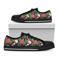Tropical Pitaya Pattern Print Black Low Top Sneakers