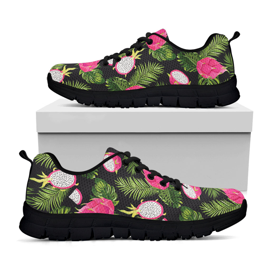 Tropical Pitaya Pattern Print Black Sneakers