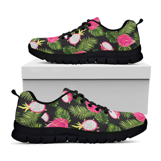 Tropical Pitaya Pattern Print Black Sneakers