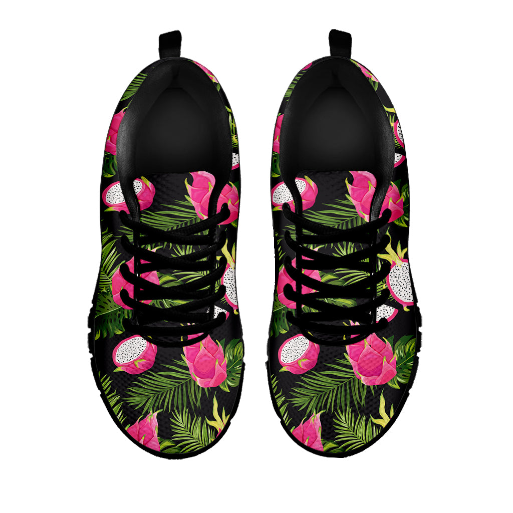 Tropical Pitaya Pattern Print Black Sneakers