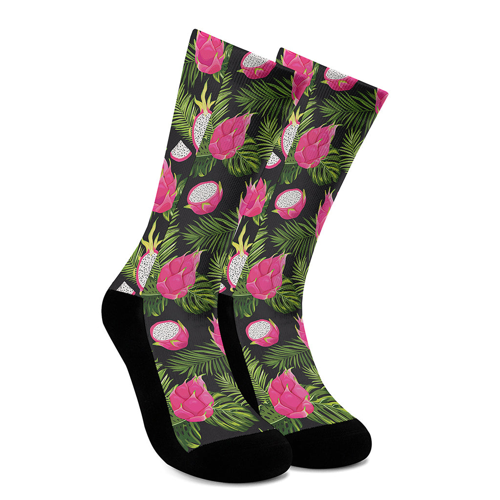 Tropical Pitaya Pattern Print Crew Socks