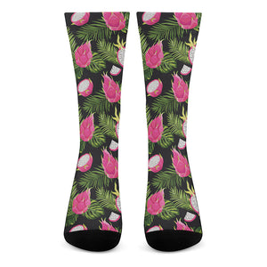Tropical Pitaya Pattern Print Crew Socks