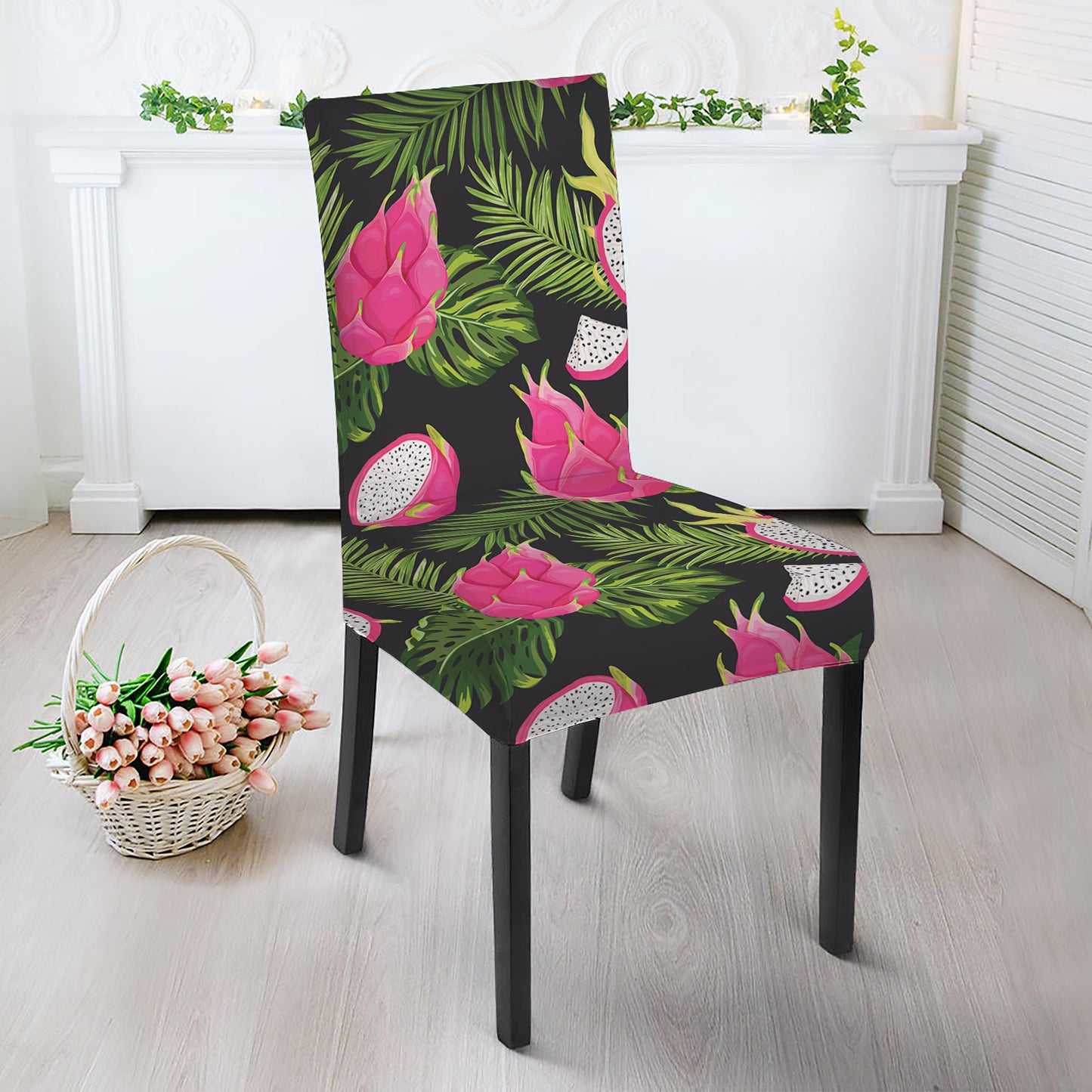 Tropical Pitaya Pattern Print Dining Chair Slipcover
