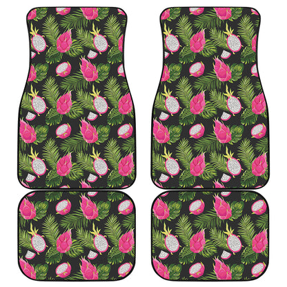 Tropical Pitaya Pattern Print Front and Back Car Floor Mats