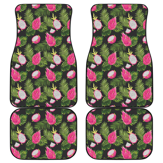 Tropical Pitaya Pattern Print Front and Back Car Floor Mats