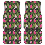 Tropical Pitaya Pattern Print Front and Back Car Floor Mats