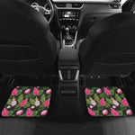 Tropical Pitaya Pattern Print Front and Back Car Floor Mats