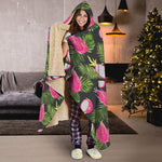 Tropical Pitaya Pattern Print Hooded Blanket