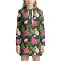 Tropical Pitaya Pattern Print Pullover Hoodie Dress