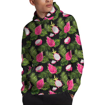 Tropical Pitaya Pattern Print Pullover Hoodie