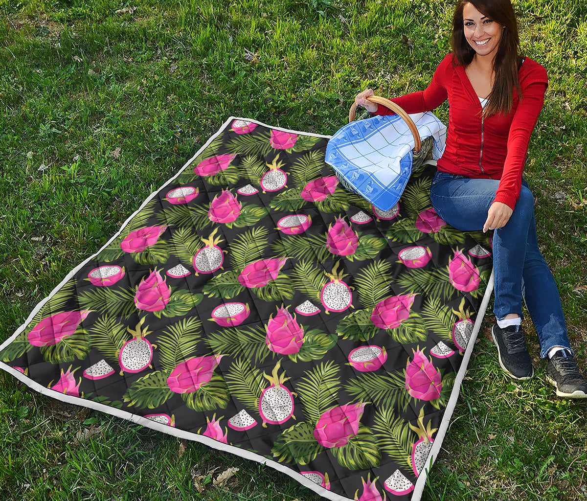Tropical Pitaya Pattern Print Quilt