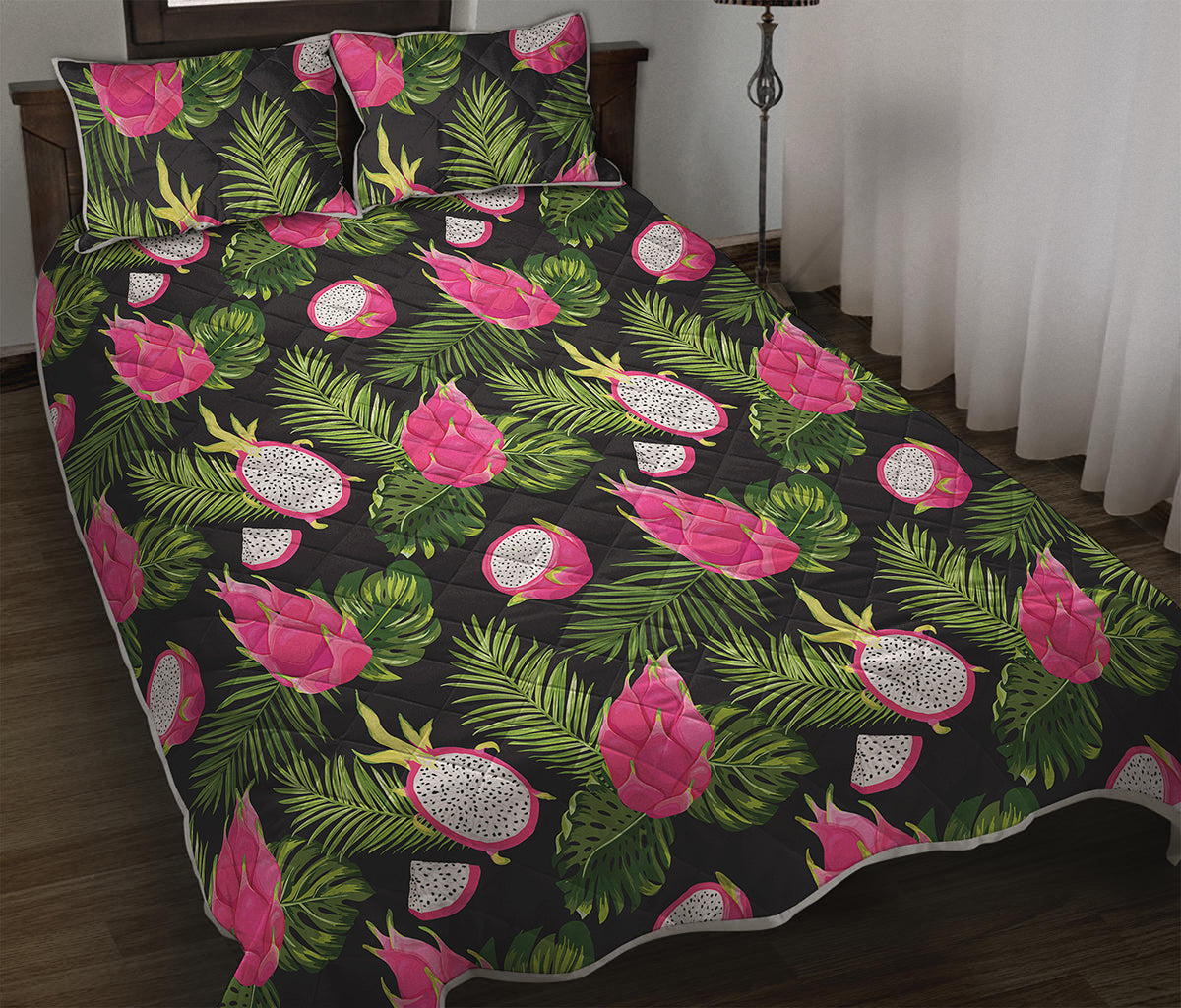 Tropical Pitaya Pattern Print Quilt Bed Set
