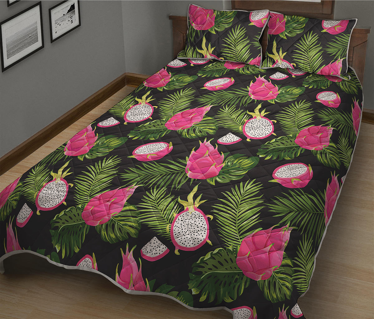 Tropical Pitaya Pattern Print Quilt Bed Set