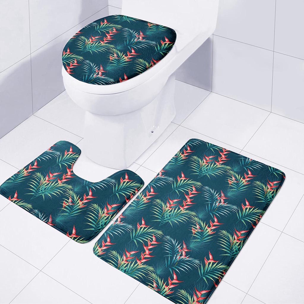 Tropical Plants Hawaii Pattern Print 3 Piece Bath Mat Set