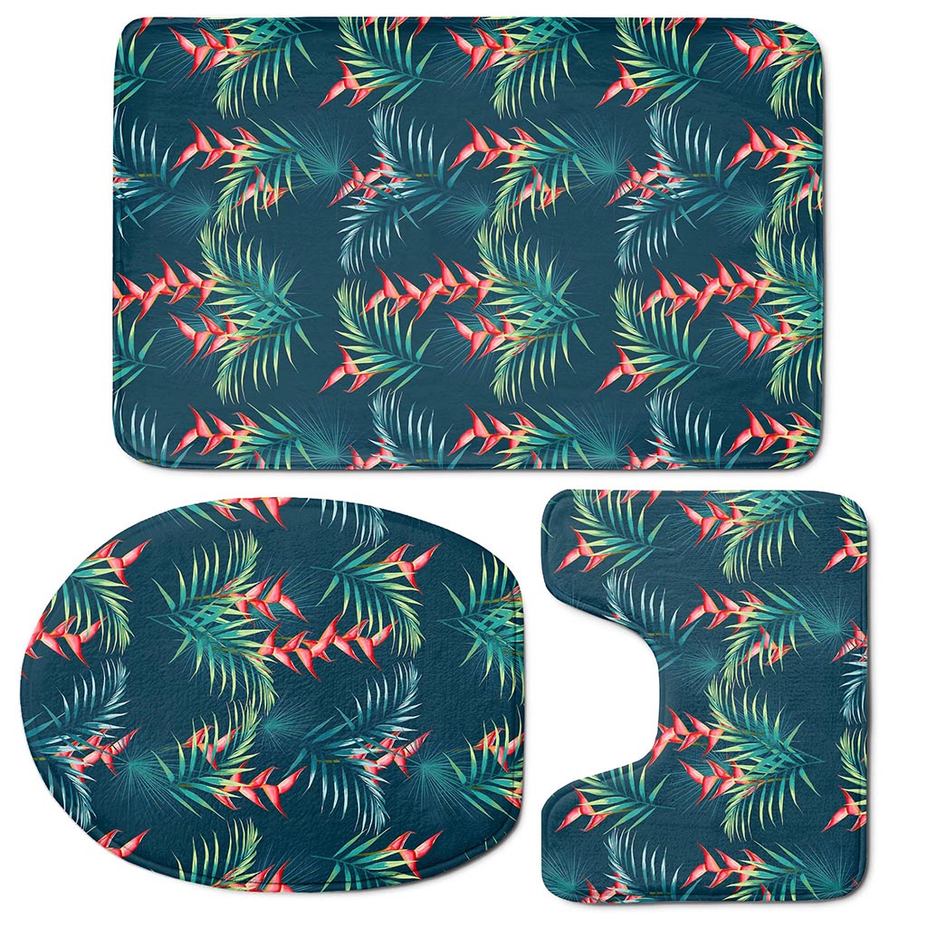 Tropical Plants Hawaii Pattern Print 3 Piece Bath Mat Set