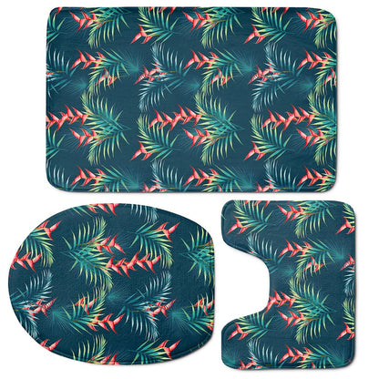 Tropical Plants Hawaii Pattern Print 3 Piece Bath Mat Set