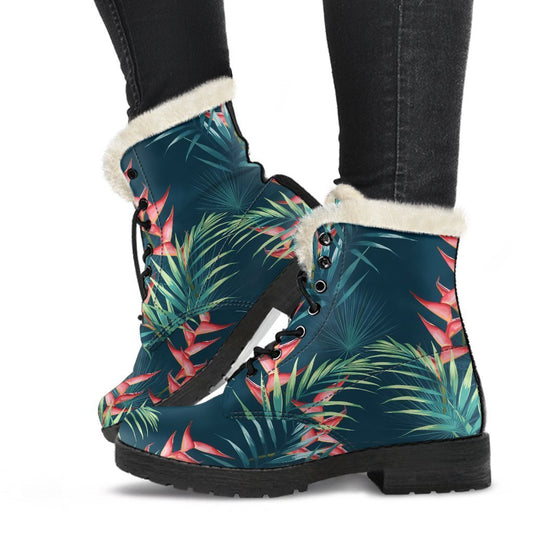Tropical Plants Hawaii Pattern Print Comfy Boots GearFrost
