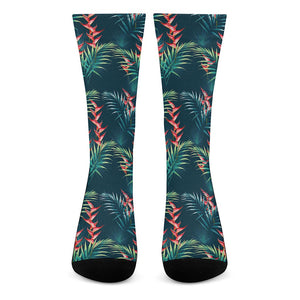 Tropical Plants Hawaii Pattern Print Crew Socks