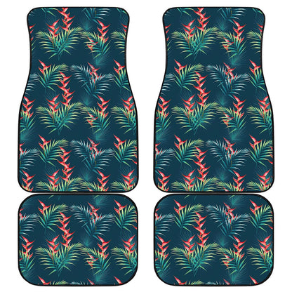Tropical Plants Hawaii Pattern Print Front and Back Car Floor Mats