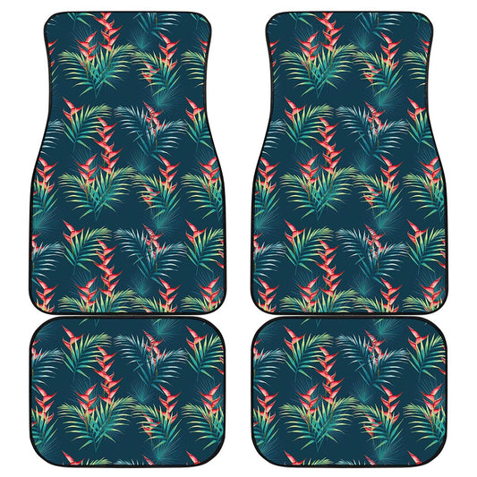 Tropical Plants Hawaii Pattern Print Front and Back Car Floor Mats