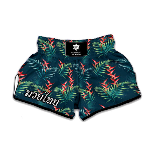 Tropical Plants Hawaii Pattern Print Muay Thai Boxing Shorts