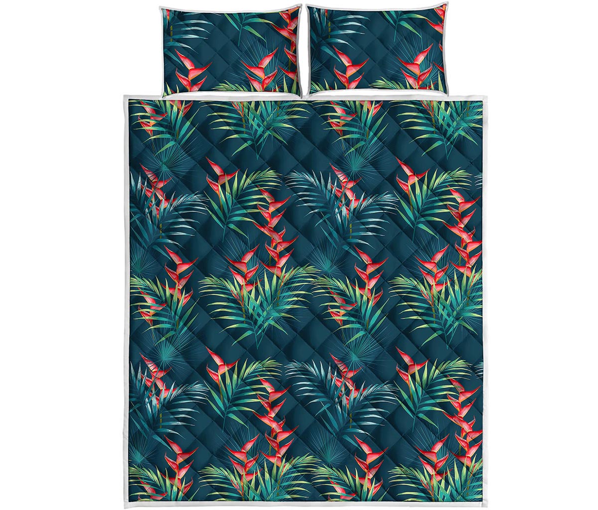 Tropical Plants Hawaii Pattern Print Quilt Bed Set
