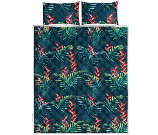 Tropical Plants Hawaii Pattern Print Quilt Bed Set