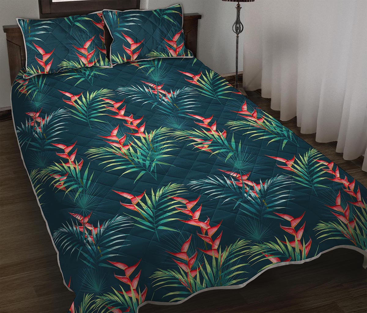 Tropical Plants Hawaii Pattern Print Quilt Bed Set