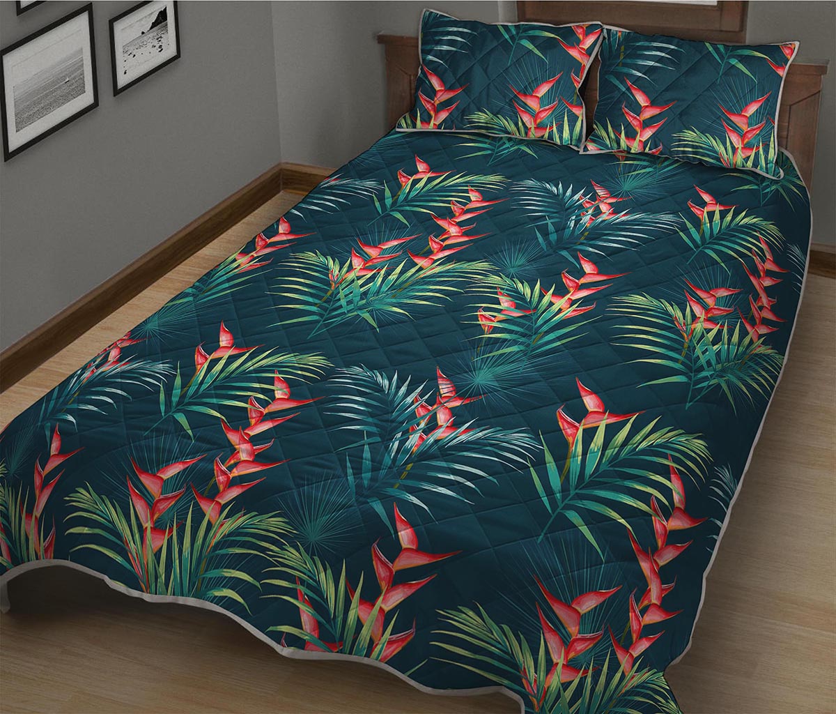 Tropical Plants Hawaii Pattern Print Quilt Bed Set