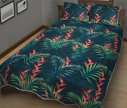 Tropical Plants Hawaii Pattern Print Quilt Bed Set