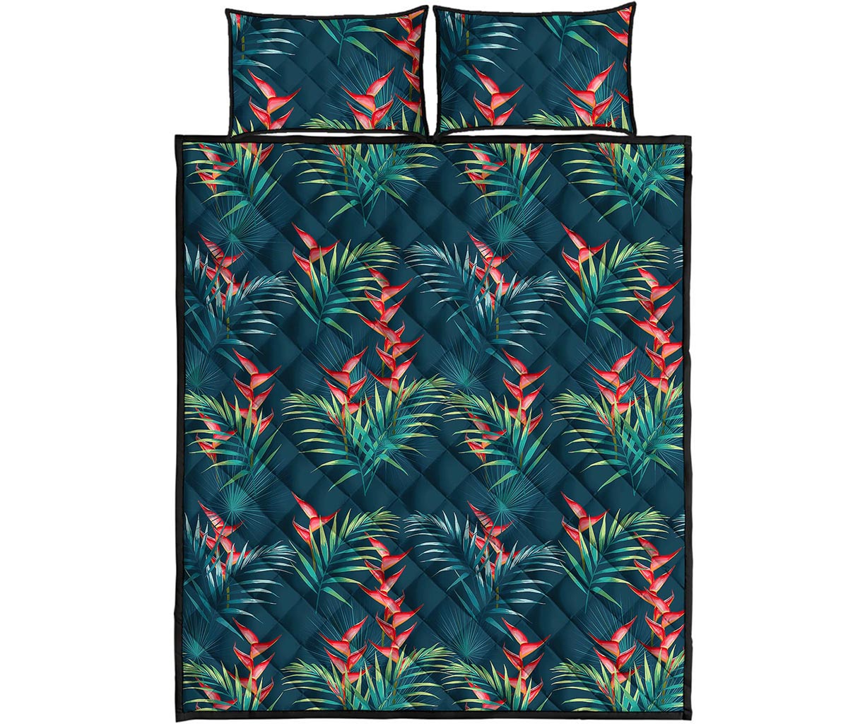 Tropical Plants Hawaii Pattern Print Quilt Bed Set