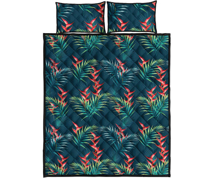 Tropical Plants Hawaii Pattern Print Quilt Bed Set