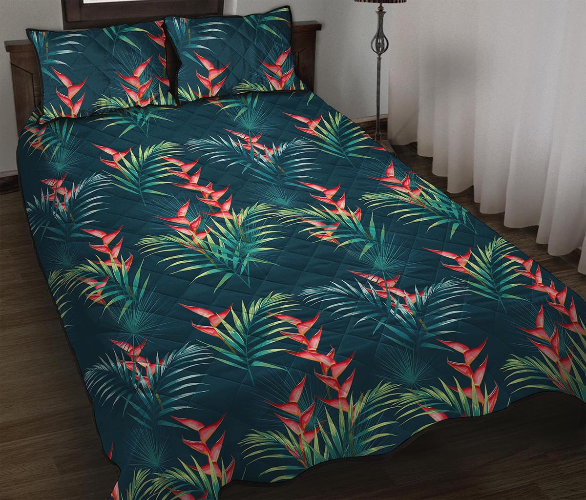 Tropical Plants Hawaii Pattern Print Quilt Bed Set