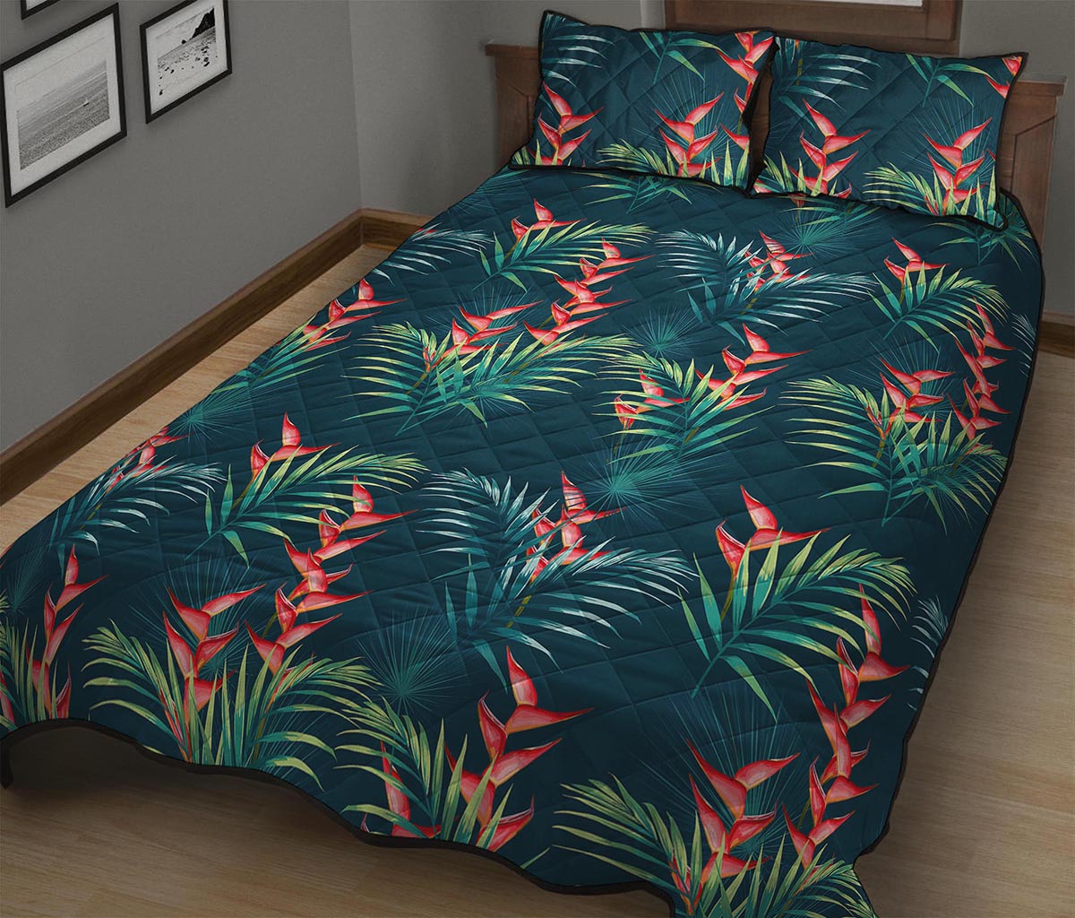 Tropical Plants Hawaii Pattern Print Quilt Bed Set