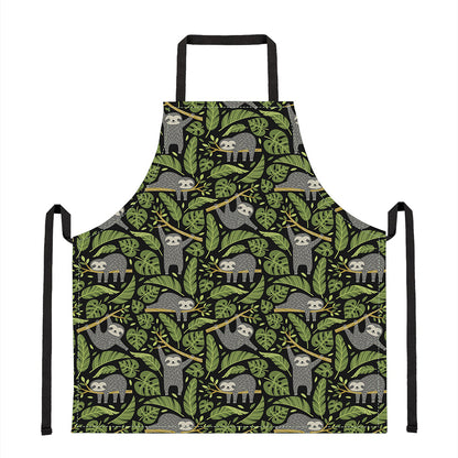 Tropical Sloth Pattern Print Apron