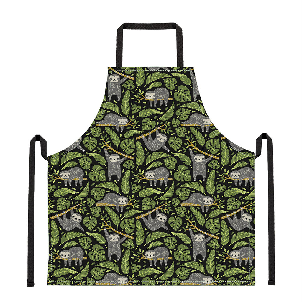 Tropical Sloth Pattern Print Apron