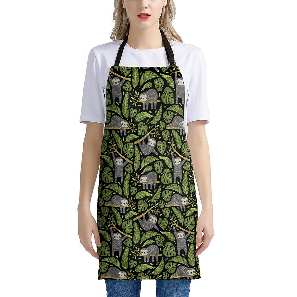 Tropical Sloth Pattern Print Apron